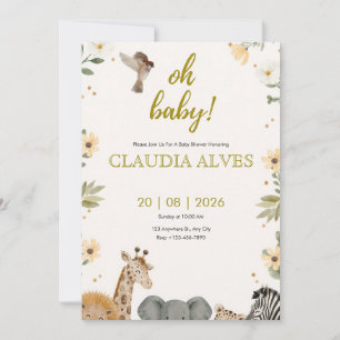 Invitación de Safari de Animales de la Jungla en A