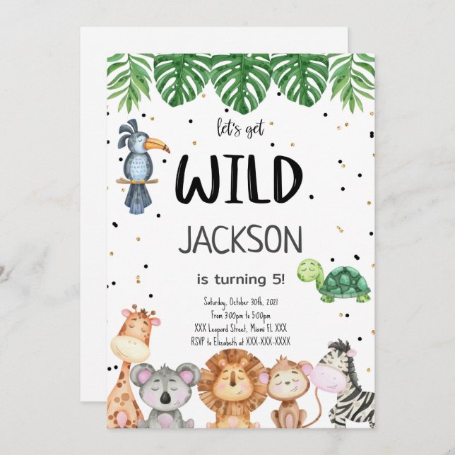 Invitación de Safari editable (Anverso / Reverso)