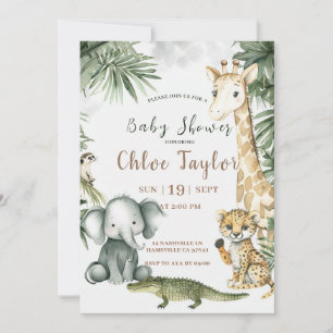 Invitación de Safari para Baby Shower con Acuarela