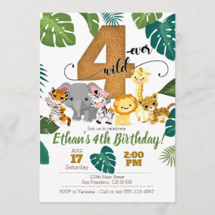 Invitación de Safari para el cuarto cumpleaños