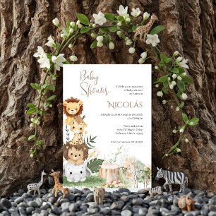Invitación de Safari Spanish Baby Shower Boy