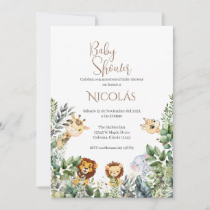 Invitación de Safari Spanish Baby Shower Boy