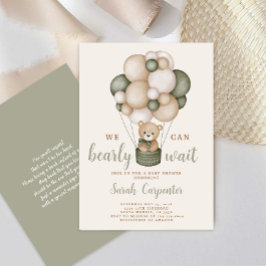 Invitación de Sage Green Bear Baby Shower Boy