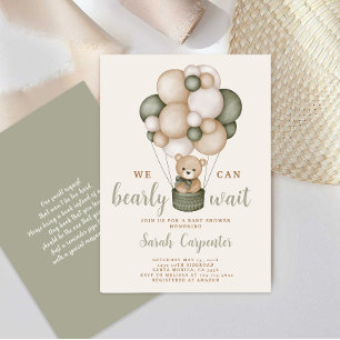 Invitación de Sage Green Bear Baby Shower Boy