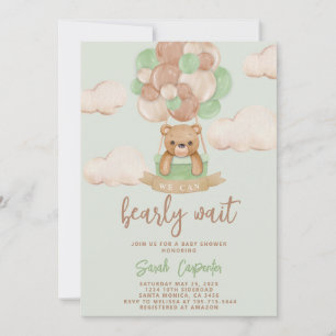 Invitación de Sage Green Bear Baby Shower Boy
