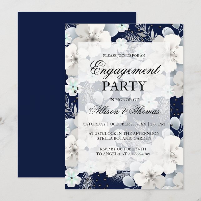 Invitación de sakura de flor blanca por parte del  (Anverso / Reverso)