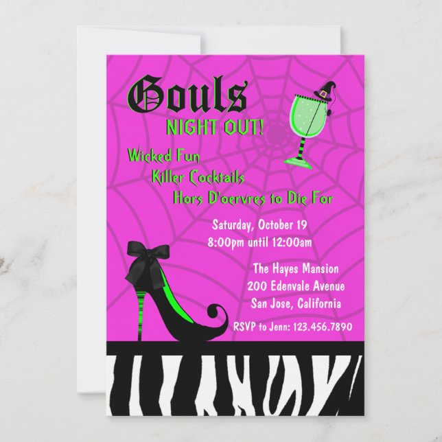 Invitación de salida de la noche de Gouls [Rosa] (Anverso)