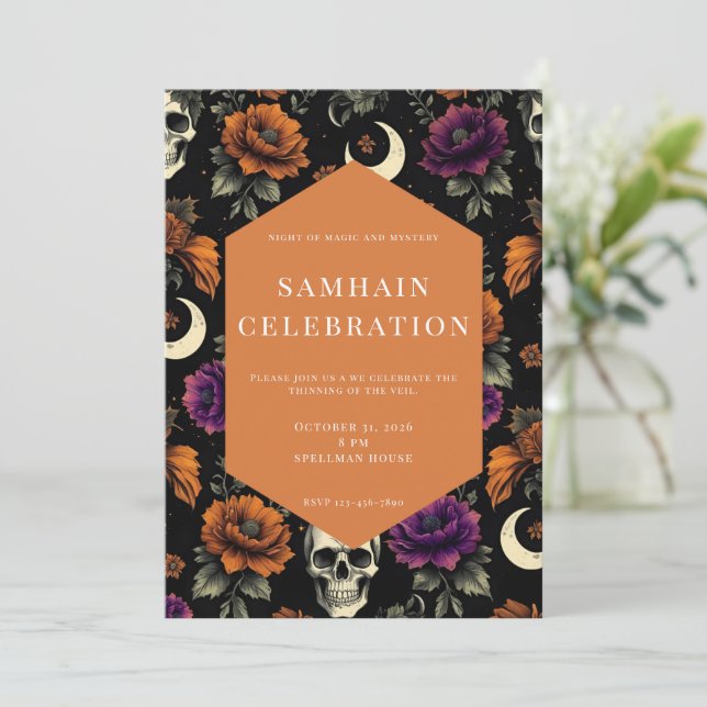 Invitación de Samhain | Día de Muertos | Halloween (Anverso de pie)
