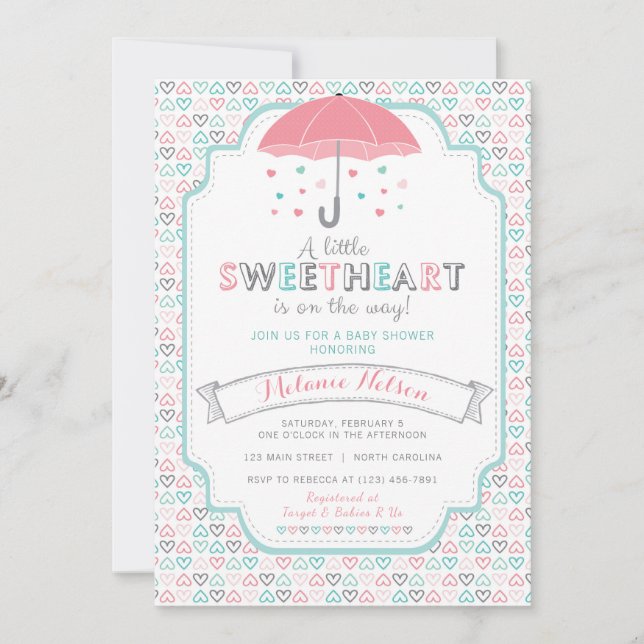Invitación de San Valentín a Baby Shower (Anverso)