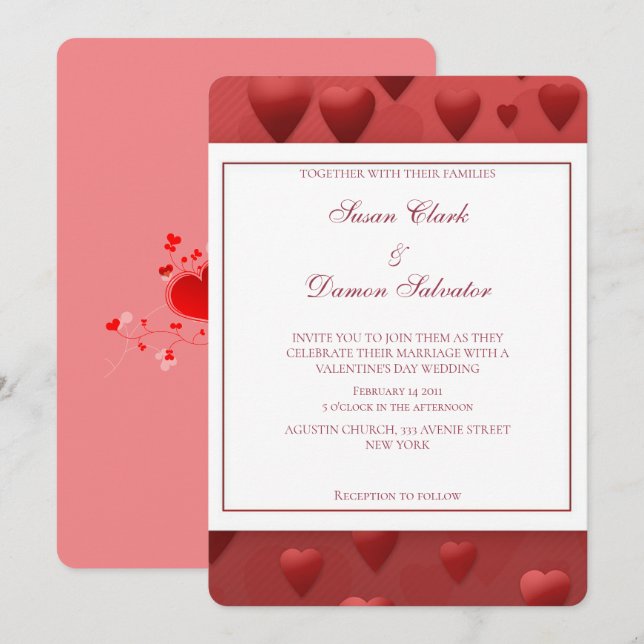 Invitación de San Valentín al Día de la Boda en el (Anverso / Reverso)