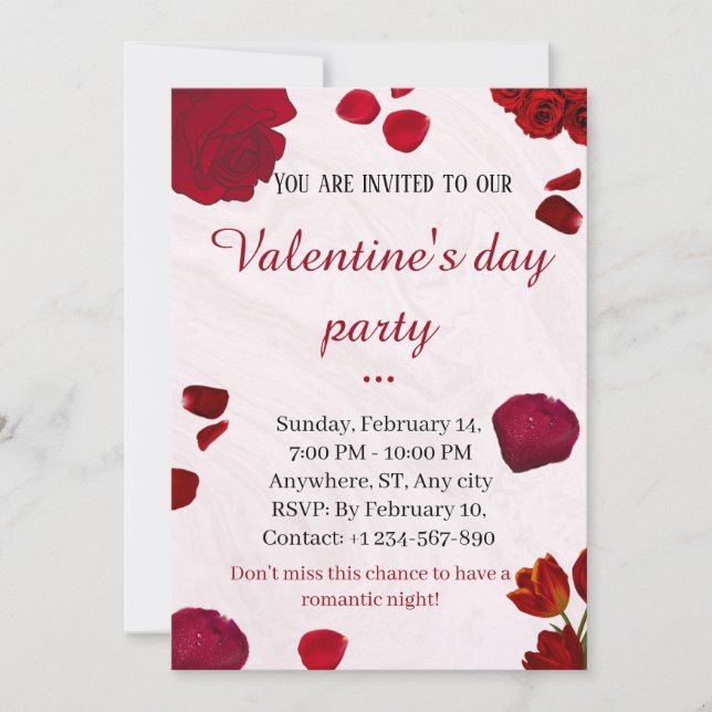 Invitación de San Valentín al Día del fiesta (Anverso)