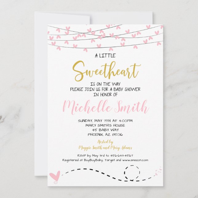 Invitación de San Valentín Baby Shower, cariño (Anverso)