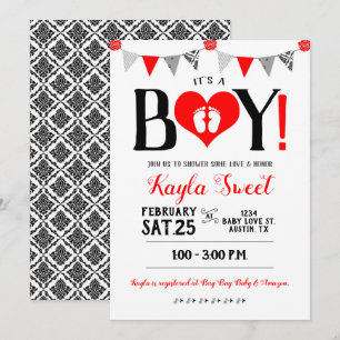 Invitación de San Valentín Baby Shower es un chico