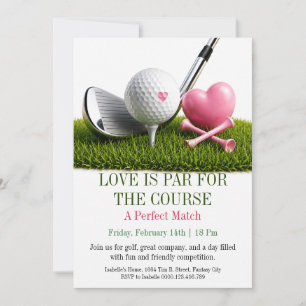 Invitación de San Valentín de Golf Amor en la Call