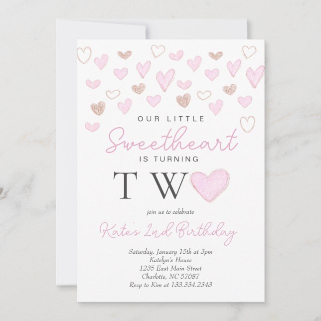 Invitación de San Valentín para el segundo cumplea (Anverso)