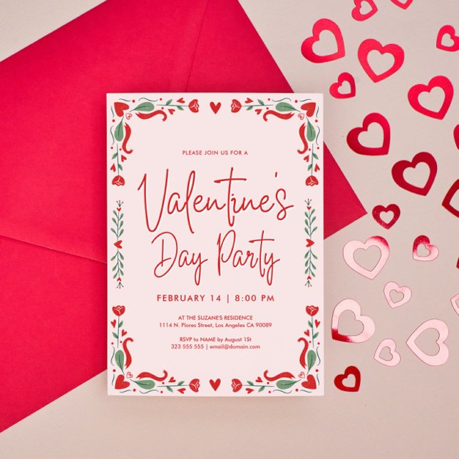 Invitación de San Valentín rosa y rojo (Subido por el creador)