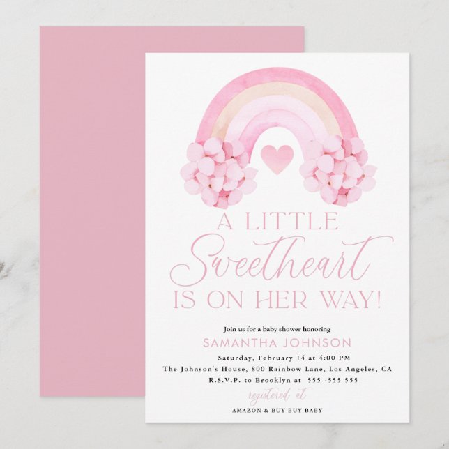Invitación de San Valentín, tarjeta Baby Shower de (Anverso / Reverso)