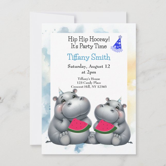 Invitación de sandía para fiesta de cumpleaños de  (Anverso)