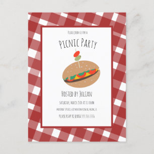 Invitación de sandwich para evento de picnic de dí
