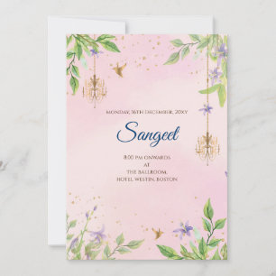 Invitación de Sangeet indio y tarjetas de boda ind