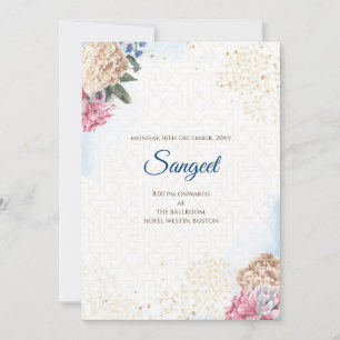 Invitación de Sangeet indio y tarjetas de boda ind
