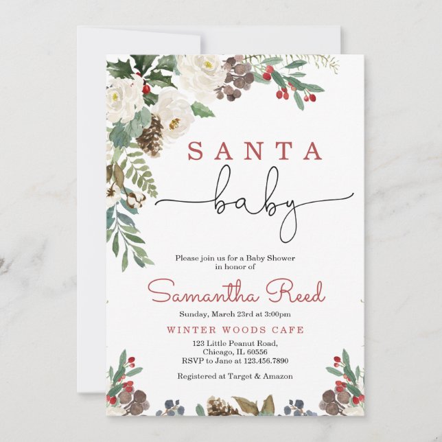 Invitación de Santa Baby para Baby Shower (Anverso)