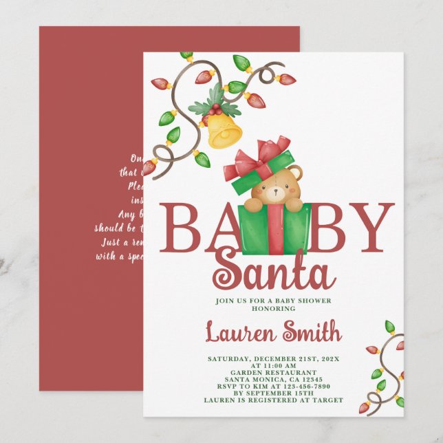 Invitación de Santa Baby Shower (Anverso / Reverso)