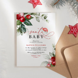 Invitación de Santa Baby Shower a Navidades de las