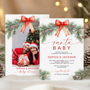 Invitación de Santa Baby Shower a Navidades de Red