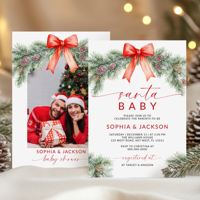 Invitación de Santa Baby Shower a Navidades de Red (Subido por el creador)