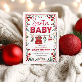 Invitación de Santa Baby Shower: Navidades de invi
