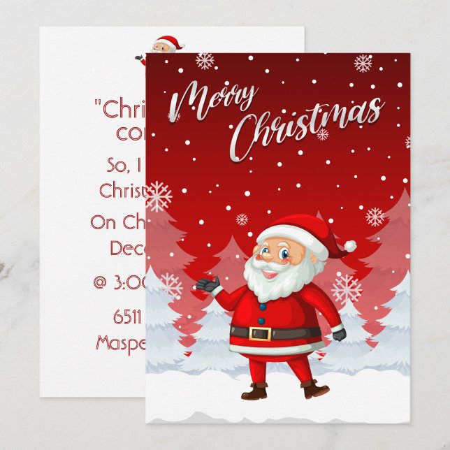 Invitación de Santa de Feliz Navidad ("Spread the joy of the season with this bright and jolly Santa invitation")