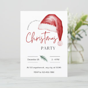 Invitación de Santa Hat Fiesta Navidades de acuare