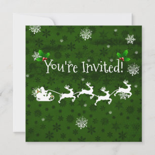 Invitación de Santa Verde y reno