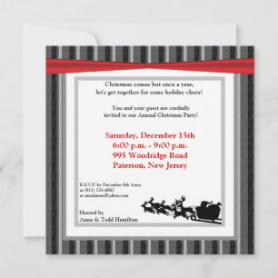 Invitación de Santas Sleigh Silhouette 5x5