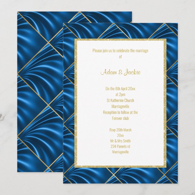 INVITACIÓN DE SATIN METALLIC BODA 2 (Anverso / Reverso)