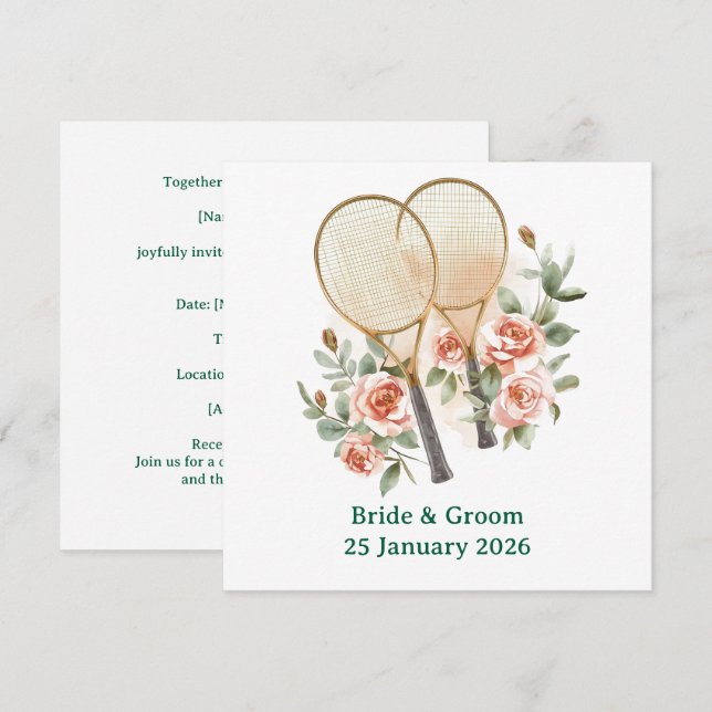 Invitación de "Save the date" de tenis para boda (Anverso / Reverso)
