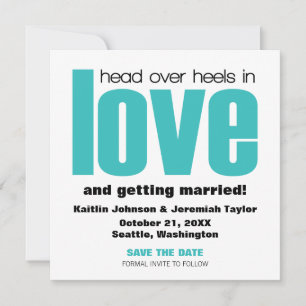Invitación de "Save the Date" Head Over Heels, Aqu