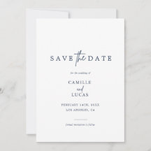 Invitación de Save the Dates con Foto Azul Marino