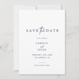 Invitación de Save the Dates con Foto Azul Marino