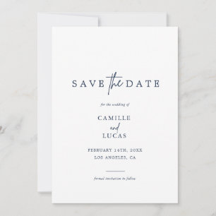 Invitación de Save the Dates con Foto Azul Marino