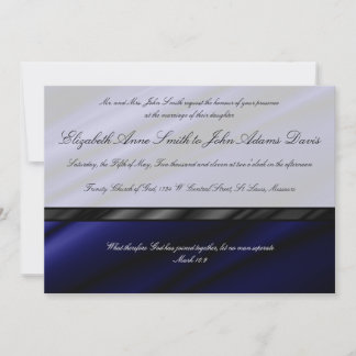 Invitación de seda azul de la boda
