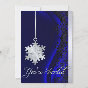 Invitación de seda azul de la decoración de plata