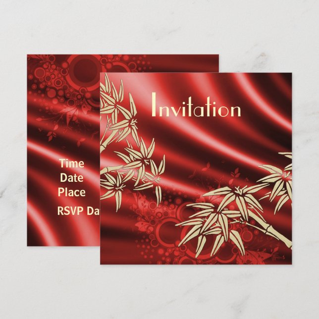 Invitación de seda roja de bambú para todas las oc (Anverso / Reverso)