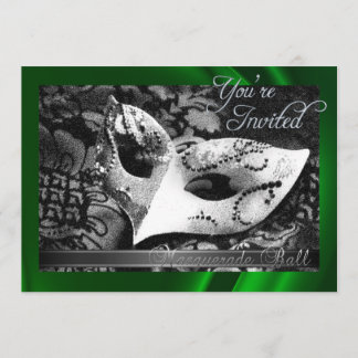 Invitación de seda verde de la bola de mascarada