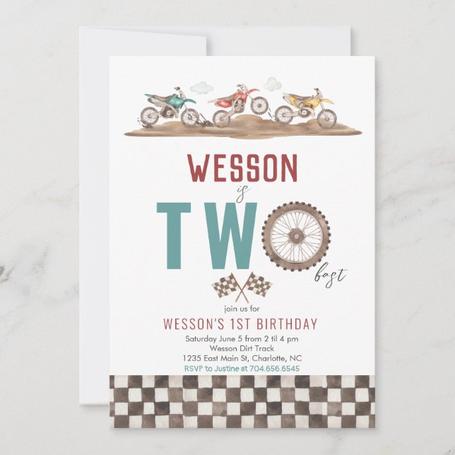 Invitación de segunda moto de cross, invitación de (Anverso)