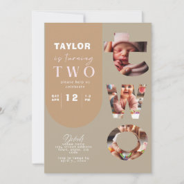 Invitación de segundo cumpleaños a Collage de foto