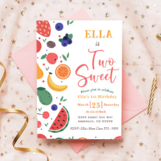 Invitación de segundo cumpleaños a la fruta dulce
