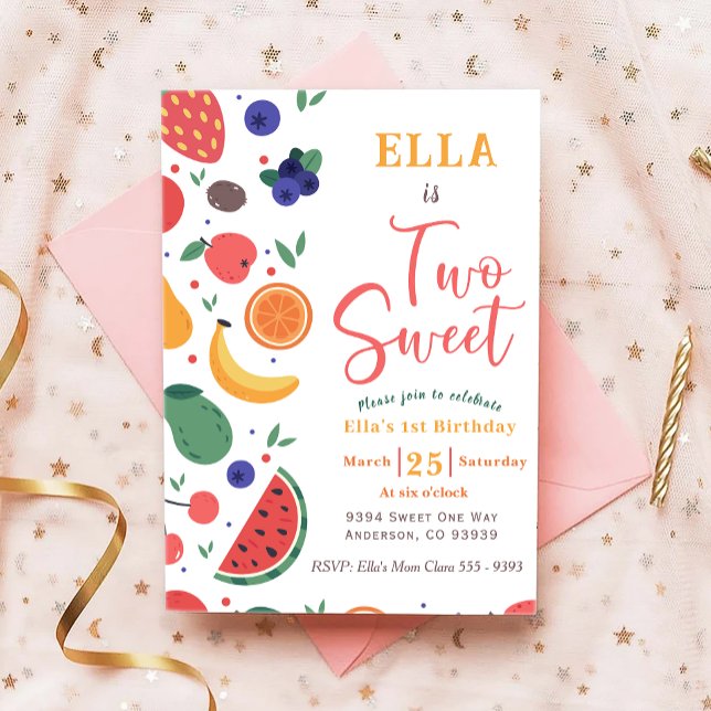 Invitación de segundo cumpleaños a la fruta dulce  (Subido por el creador)