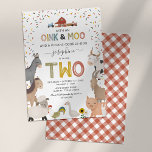 Invitación de segundo cumpleaños a la granja Cute<br><div class="desc">Invitaciones de segundo cumpleaños a un patio de labranza con un simple fondo blanco,  adorables animales de granja que incluyen una vaca,  cabra,  cerdo,  oveja,  burro,  caballo,  conejo,  pato y gallo,  y una plantilla de celebración de cumpleaños para niños que es fácil de personalizar.</div>